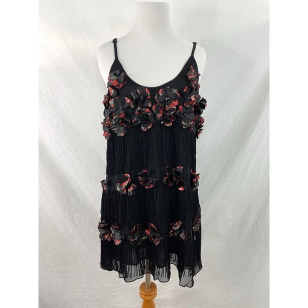 Pretty Angel Tunic Top Womens Large‎ L Floral Fringe Tank Spaghetti Strap